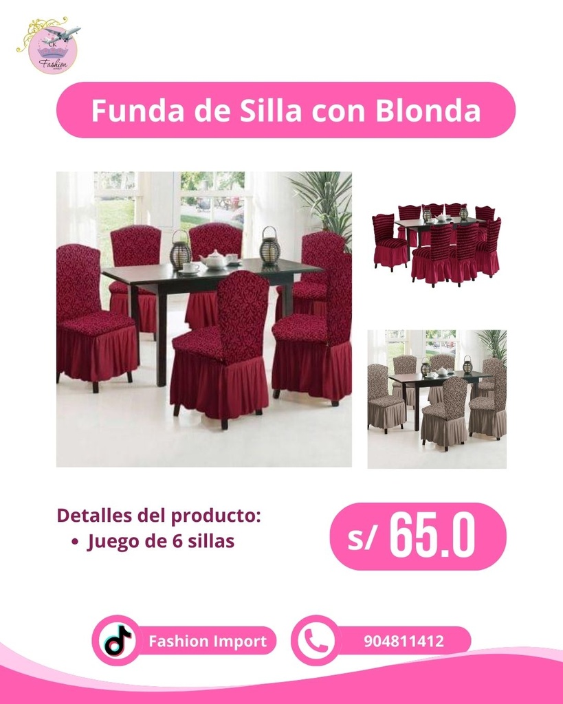 FUNDA DE SILLA CON BLONDA