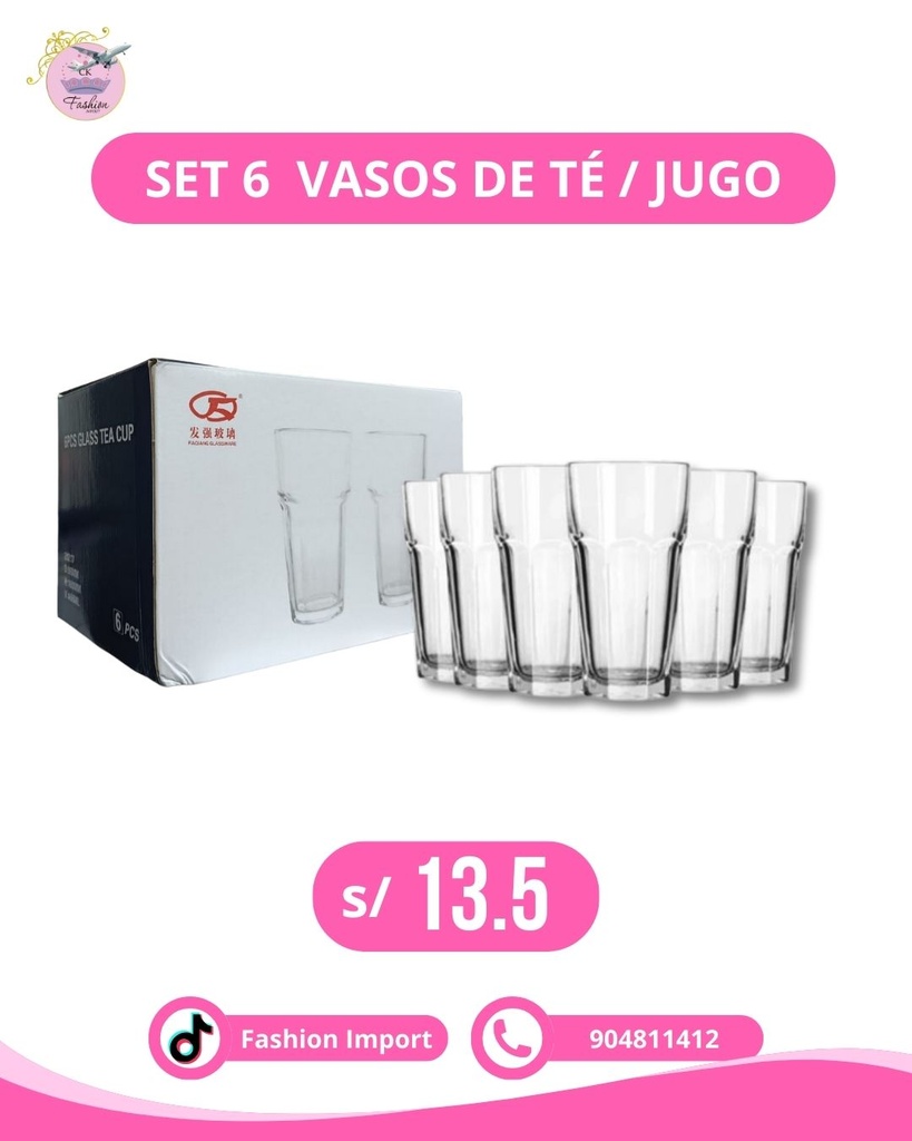 SET DE 6 VASOS TÉ / JUGO