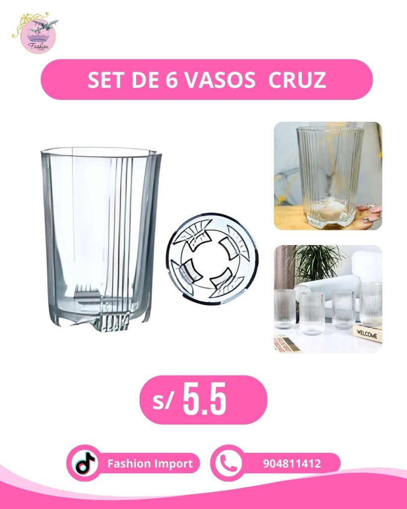 SET DE 6 VASOS CRUZ