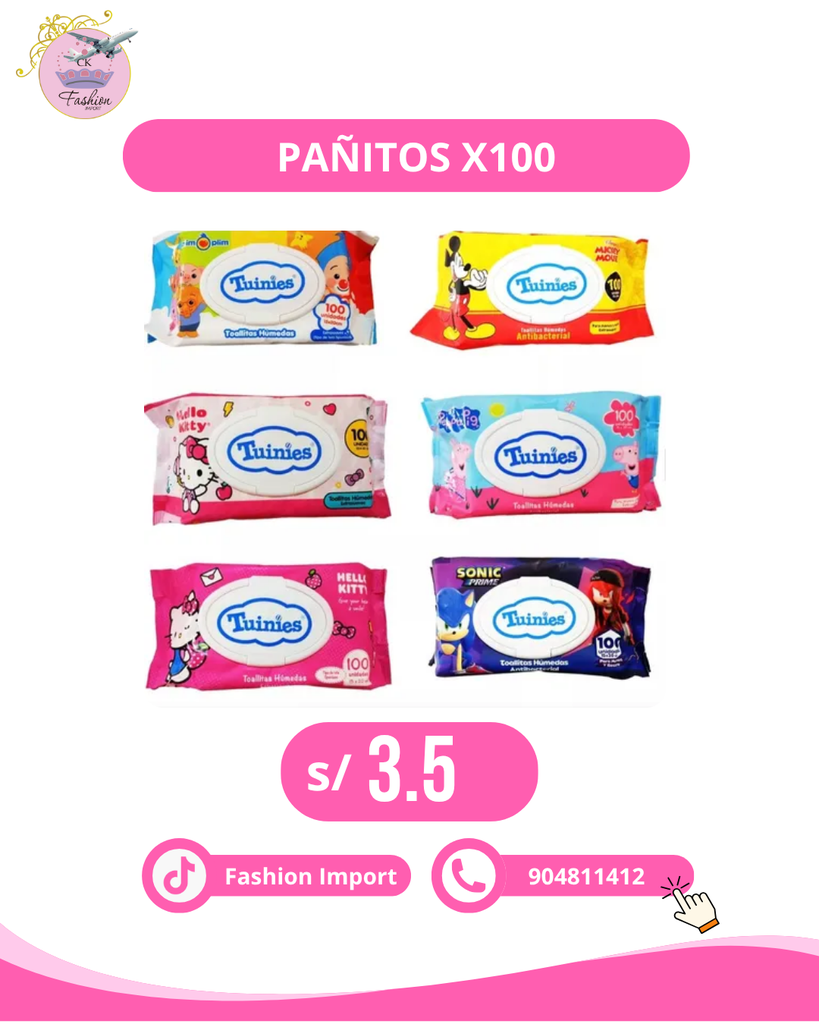 PAÑITOS HUMEDOS TUINIES 100 UND