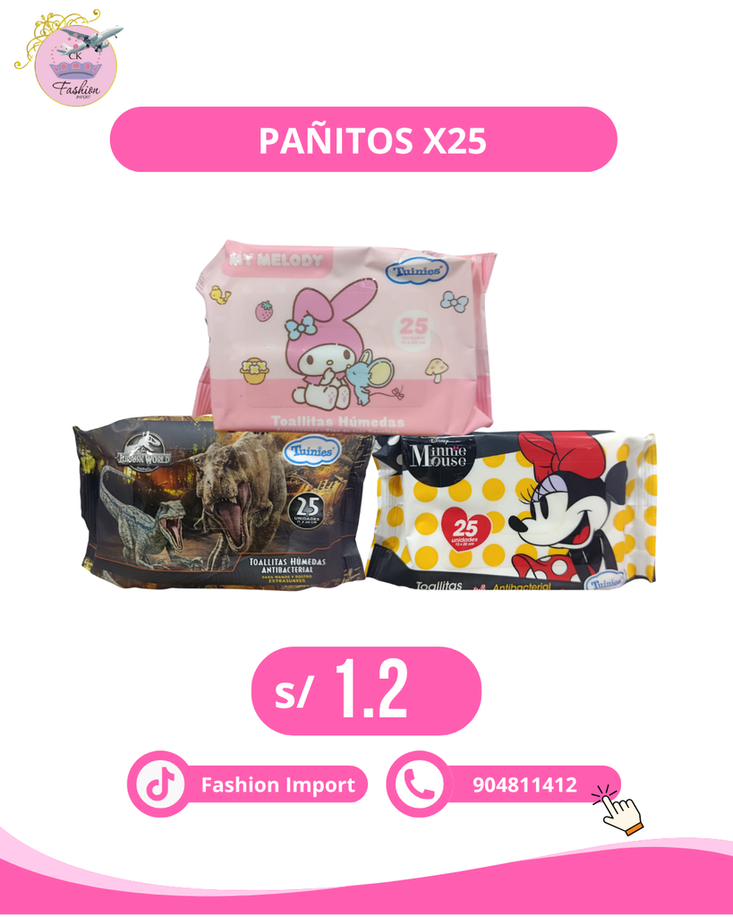 PAÑITOS HUMEDOS 25 UND TUINIES