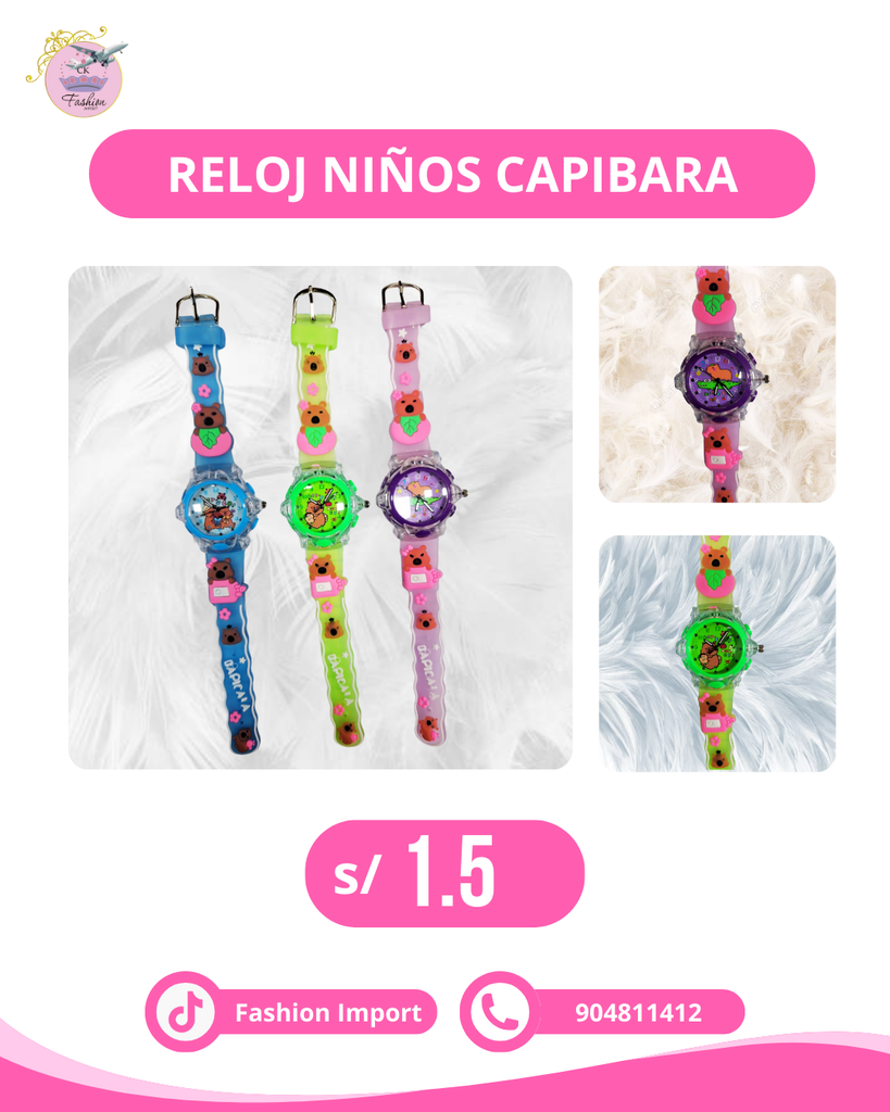 RELOJ NIÑOS CAPIBARA