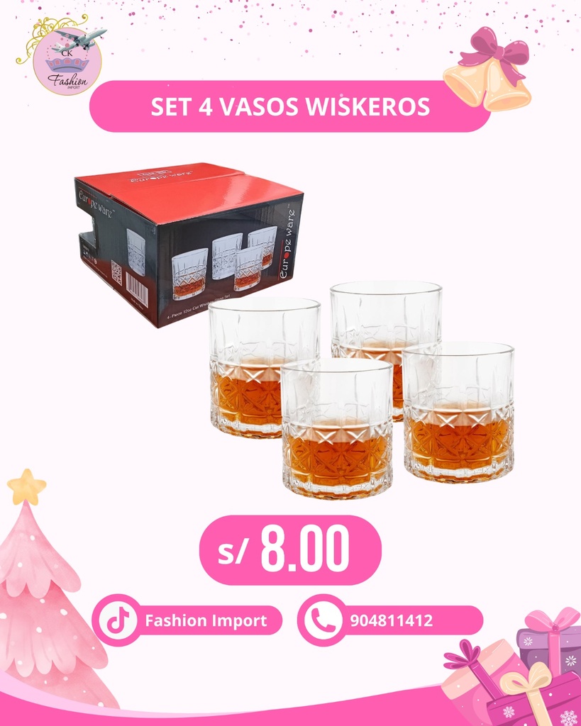 SET 4 VASOS WISKEROS