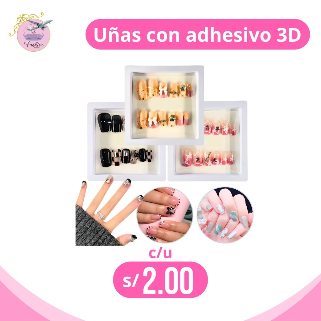 UÑAS CON ADHESIVO 3D