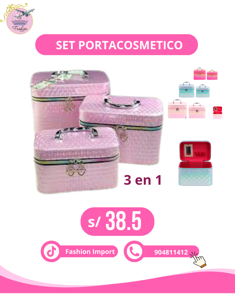 SET DE PORTA COSMÉTICO 3 EN 1