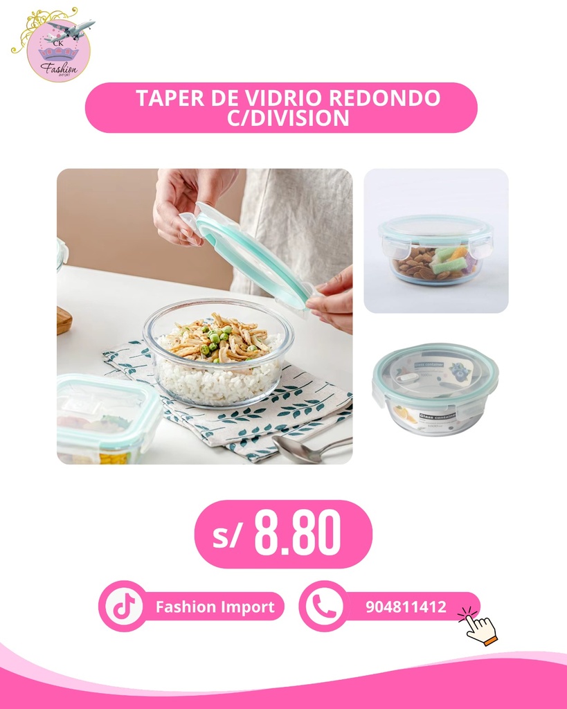 TAPER DE VIDRIO REDONDO CON DIVISION