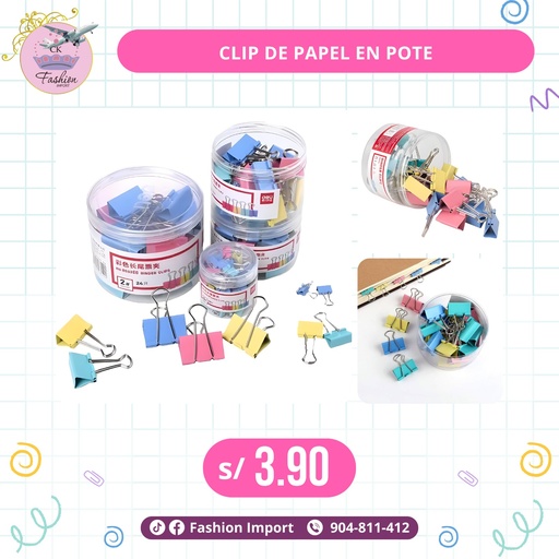 CLIP DE PAPEL EN POTE 