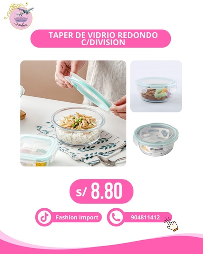 TAPER DE VIDRIO REDONDO CON DIVISION